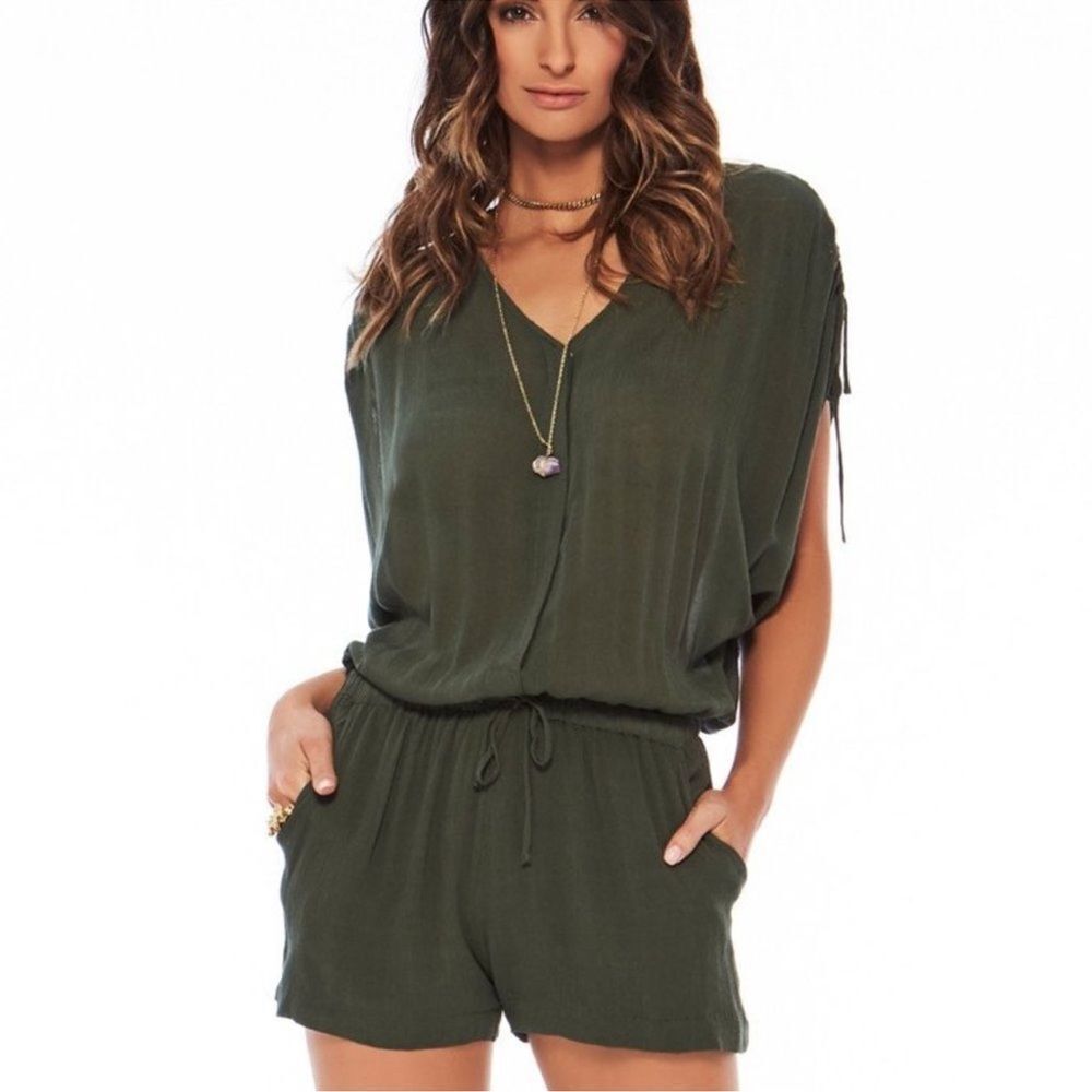 REVOLVE L*SPACE Daylight Shorts Romper Olive Green LARGE